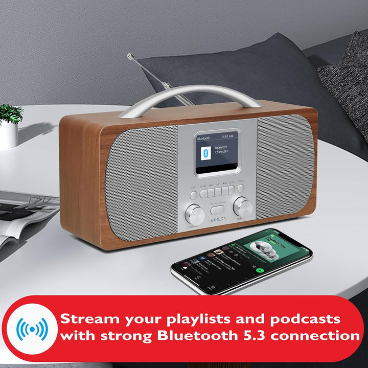 Tragbares DAB Radio | Digitalradios netz- und Batteriebetrieben | DAB Radiowecker | UKW-Radio,Blueto