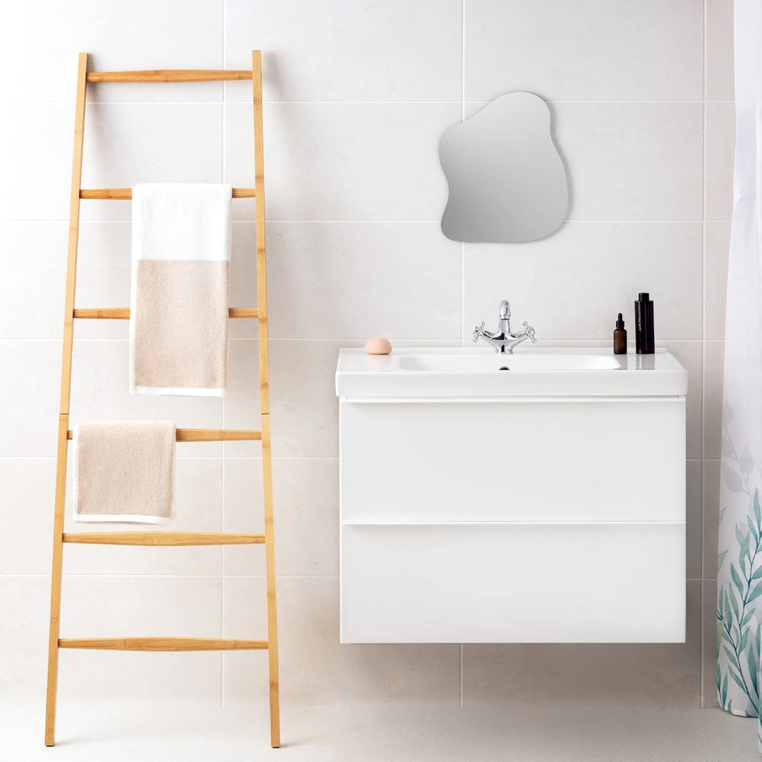 Navaris Handtuchleiter Holz Leiter aus Bambus - Bambusleiter für Handtücher Kleidung Accessoires - H