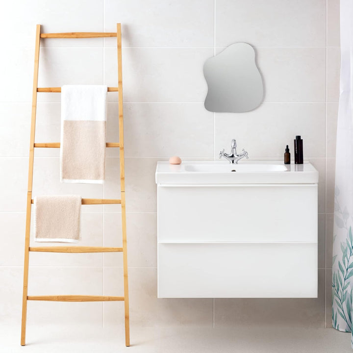 Navaris Handtuchleiter Holz Leiter aus Bambus - Bambusleiter für Handtücher Kleidung Accessoires - H