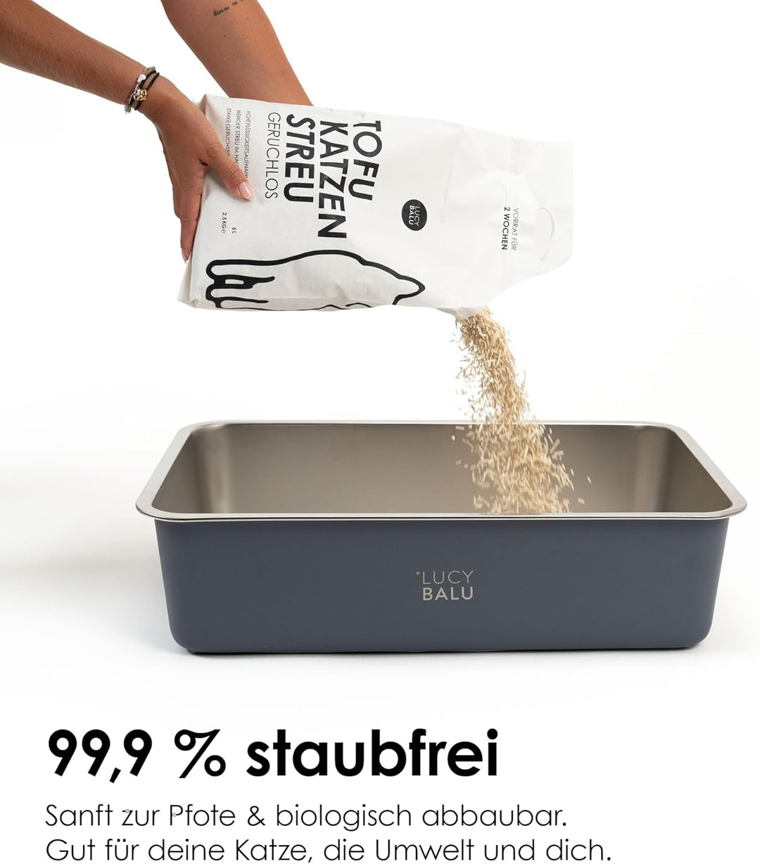LucyBalu® TOFU Katzenstreu | Klumpendes Katzen Streu | Geruchsbindend und nachhaltig | 4er Set | 24