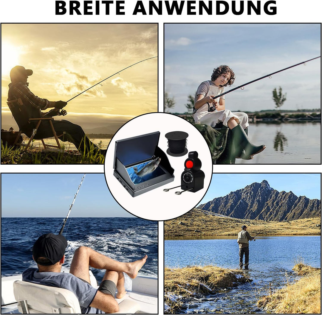 Unterwasserkamera Angeln Fishfinder, Fish Finder Kamera mit 4.3 Zoll IPS Display und 30m Kabel, Wass
