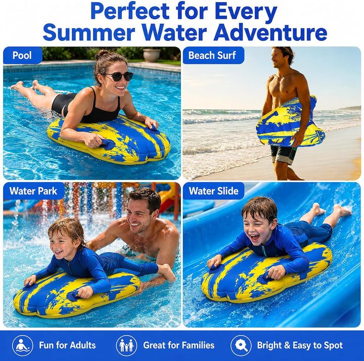 Luftmatratze Wasser für Kinder & Erwachsene, FainFun Surfbrett Aufblasbar, Bodyboard mit Griffen, Wa