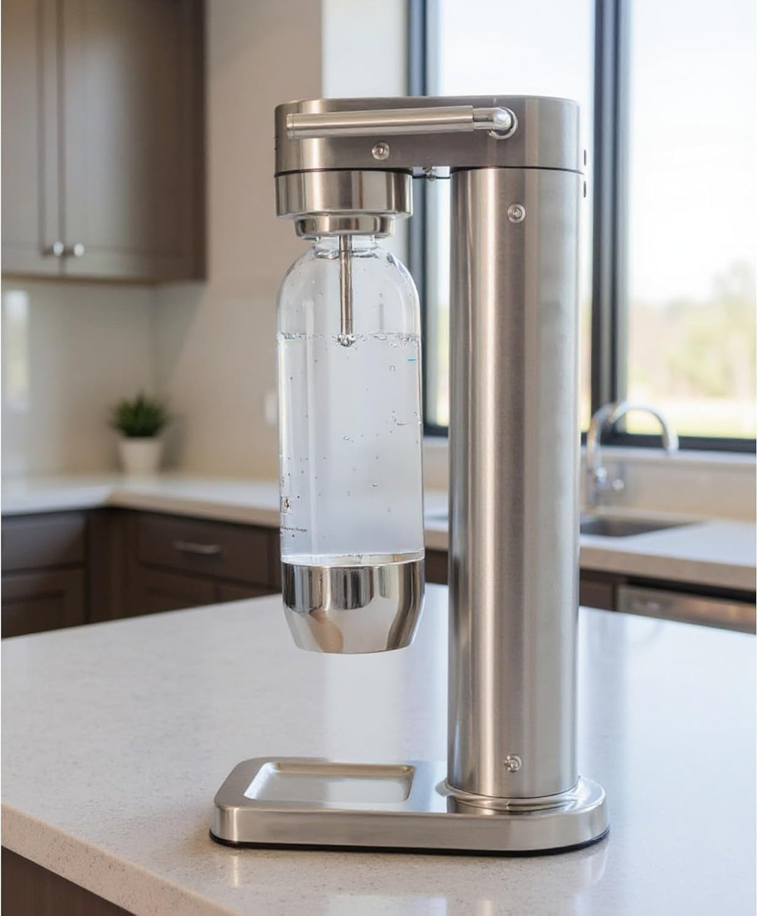 Premium Wassersprudler aus gebürstetem Edelstahl mit 1 x BPA-frei Flaschen SW!ZZ (gebürstetem Edelst