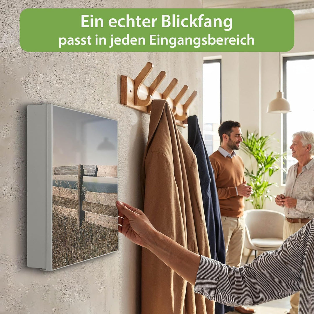 banjado Grosser Schlüsselkasten Metall - Schlüsselbox 30x30cm mit 32 Haken - Schlüsselkasten modern
