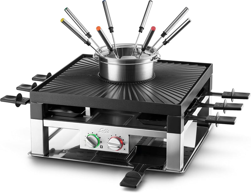 Solis Combi Grill 3 in 1 796 Raclette Grill - Elektrogrill - Raclette, Tischgrill und Fondue elektri