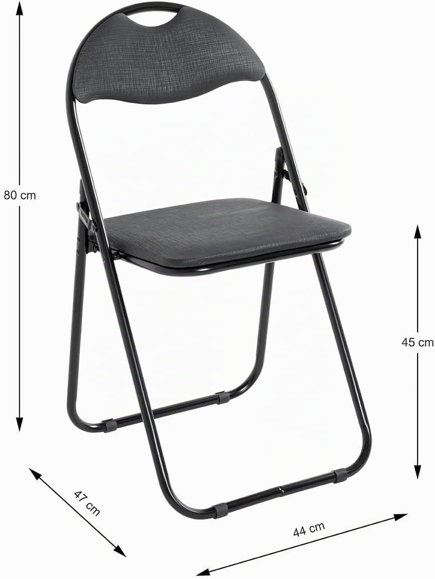 HAKU Möbel Klappstuhl 6er Set, Rücken gepolstert, schwarz, B 44 x T 47 x H 80 cm