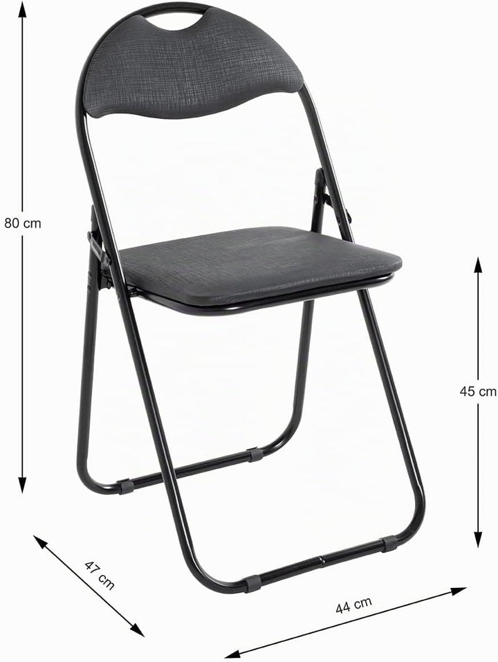 HAKU Möbel Klappstuhl 6er Set, Rücken gepolstert, schwarz, B 44 x T 47 x H 80 cm
