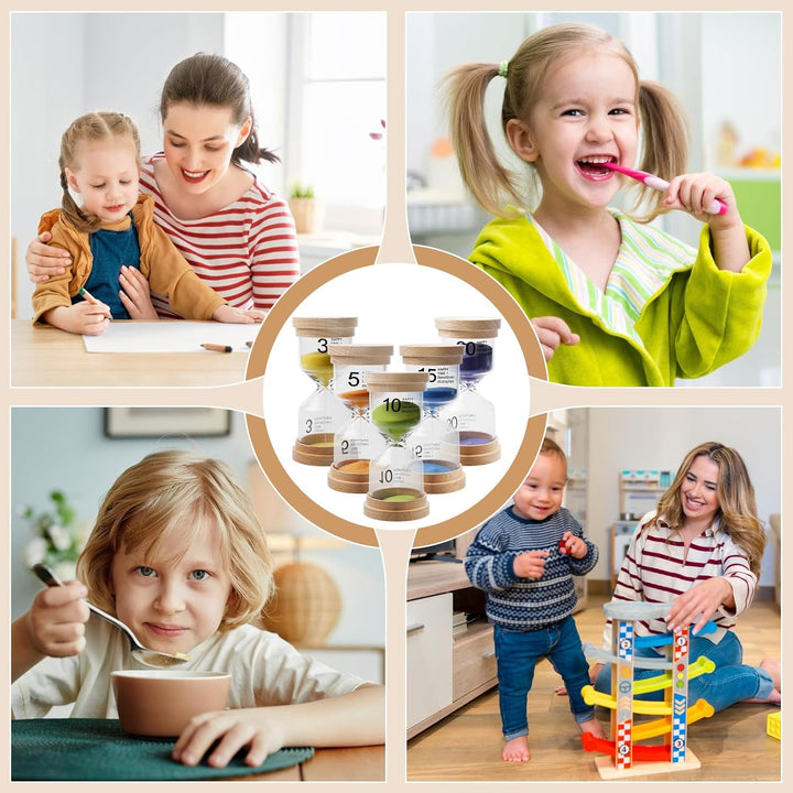 5 Stück Bunter sanduhren Set für kinde, Sanduhren 5 Farben Sanduhr, 3/5/10/15/30 Glas Timer für Schu