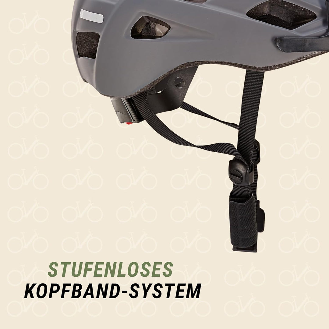 Prophete Fahrradhelm, für Damen und Herren, mit integrierter LED und Fidlock Verschluss, Grösse: 55-