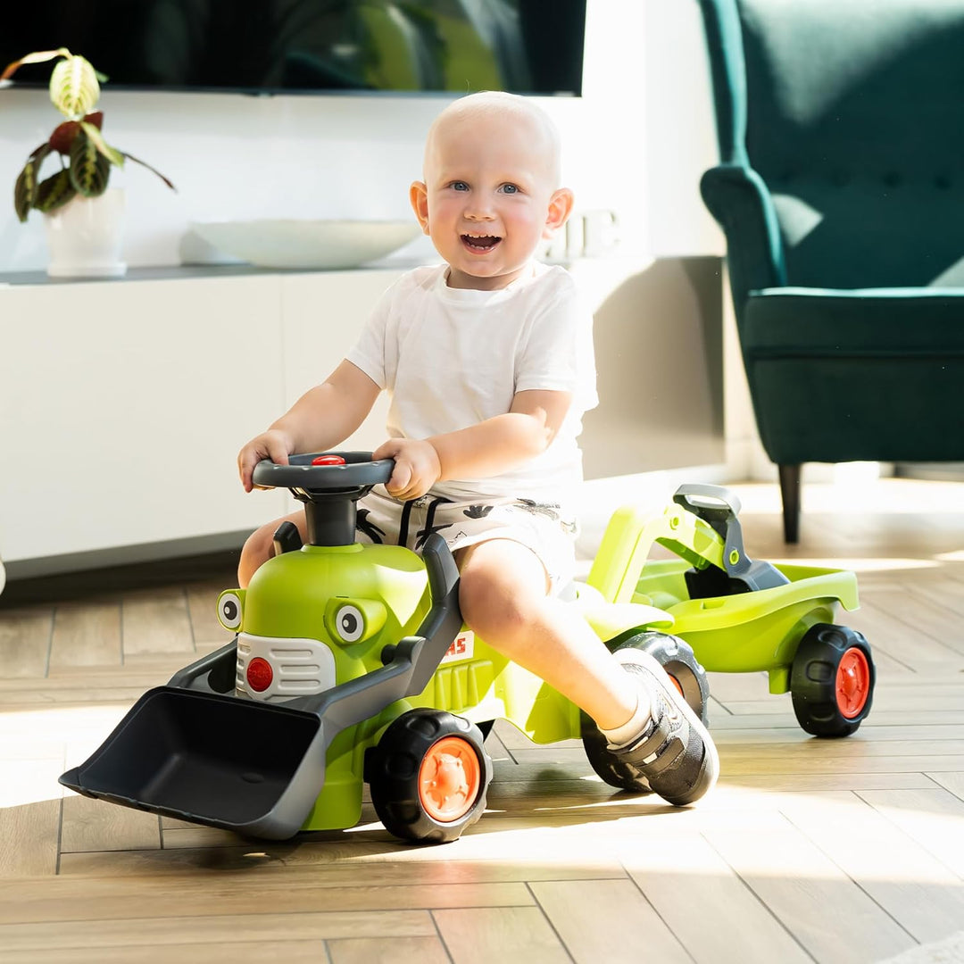 Falk Claas Kindertraktor mit Frontbagger I Rutschauto ab 12 Monaten I aus 90% recyceltem Kunststoff