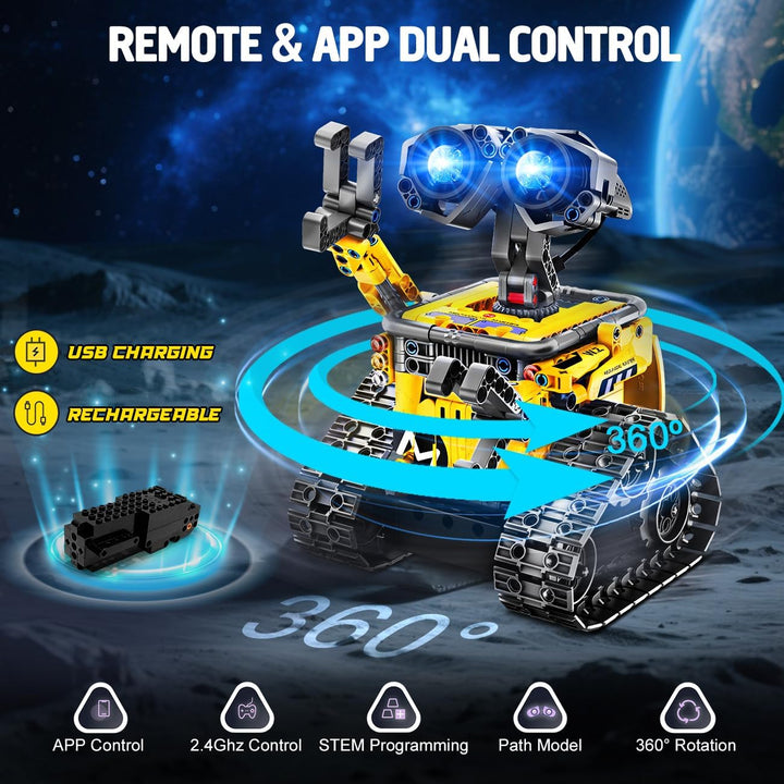 Technik Roboter für Kinder Bausatz - 5-in-1 mit Fernbedienung und App Steuerung | 520 Stück RC Wall
