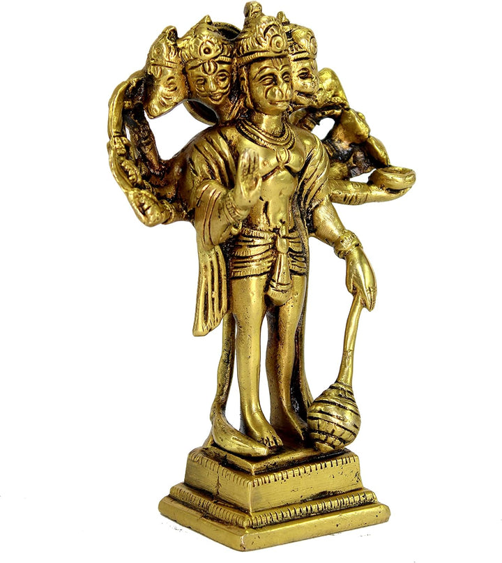 eSplanade Brass Panchmukhi Hanuman Anjaneya Pavan Putra Bajrangbali Idol Murti Moorti Statue (6.5 In