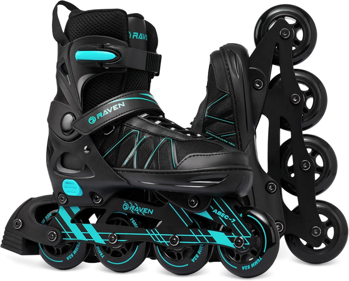 RAVEN Expert Inline Skates Inliner für Kinder und Erwachsene verstellbar 37-40 (23,5-26cm) Mint, 37-