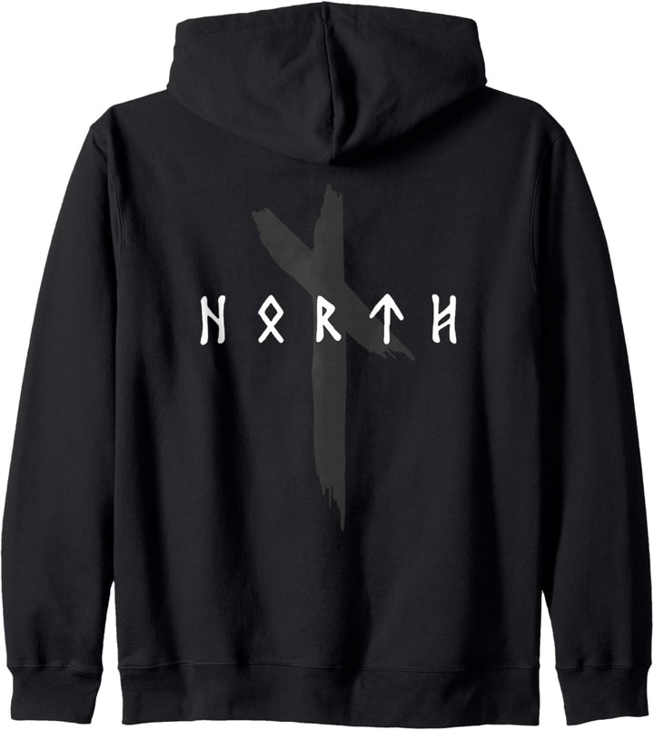 Backprint North Wikinger und Viking Symbole für Nordmenschen Kapuzenjacke