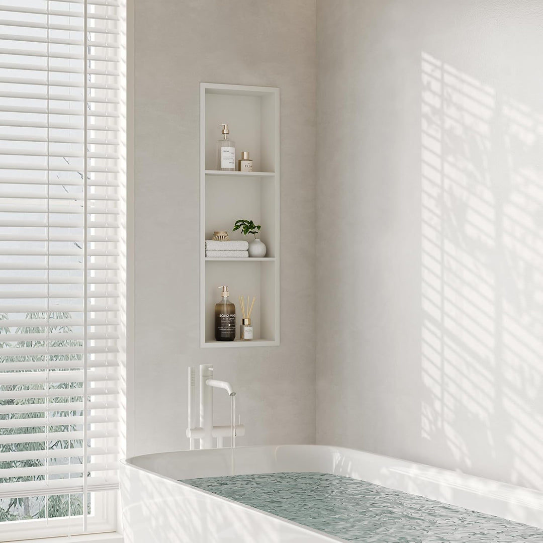 Neodrain Wandnische Dusche Edelstahl Dreifach-Duschnische Wandnische Weiss Lagerung für Badezimmer 9