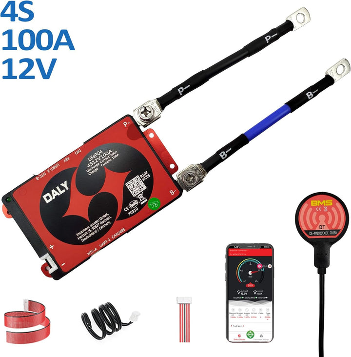 @tec DALY Smart BMS mit Bluetooth für 3.2V LiFePO4 Akkus 4S 8S 16S - Batterie Management System 12V