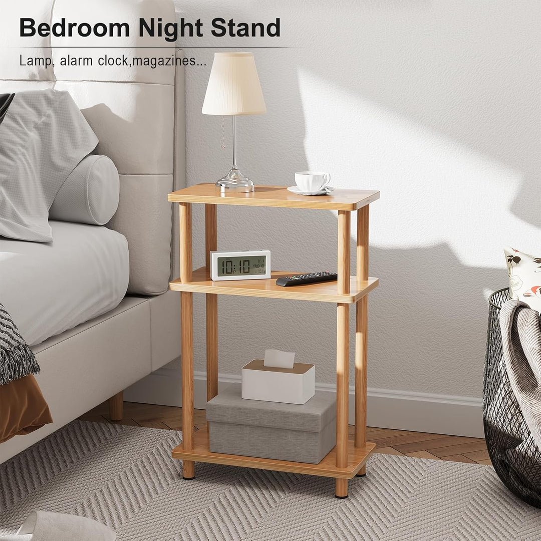 APICIZON Beistelltisch Schmal 3 Tier Beistelltisch Holz, 40x18x61.5CM, Nachttisch Schmal mit Staurau