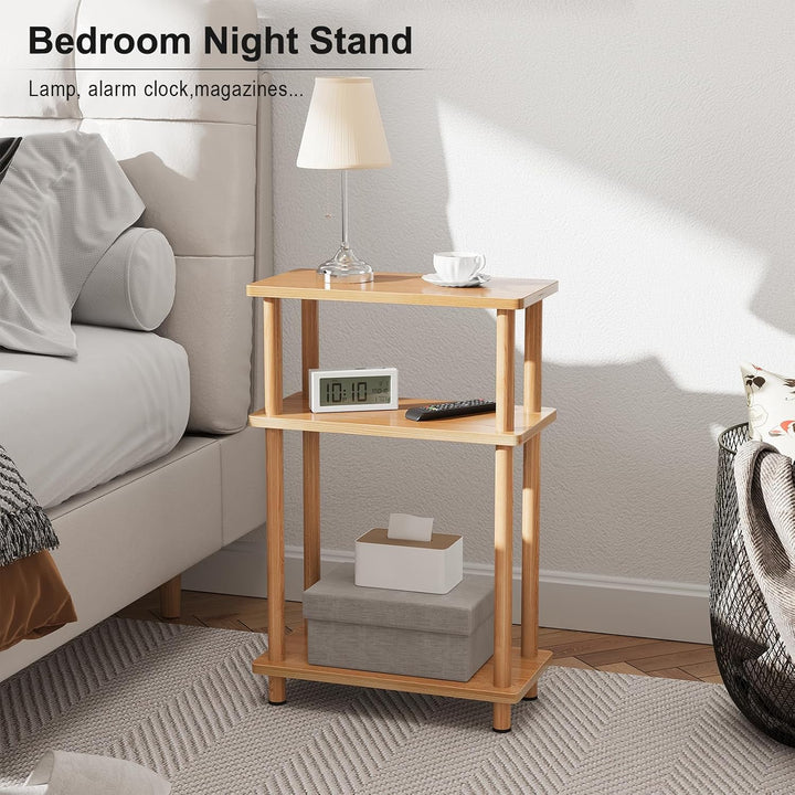 APICIZON Beistelltisch Schmal 3 Tier Beistelltisch Holz, 40x18x61.5CM, Nachttisch Schmal mit Staurau