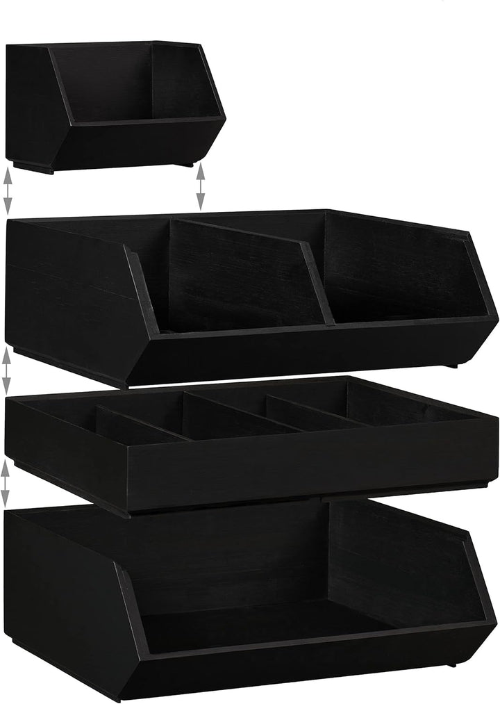 Relaxdays Schreibtischorganizer, 1 Fach, Bambusbox stapelbar, multifunktional, HxBxT: ca. 12,5 x 35