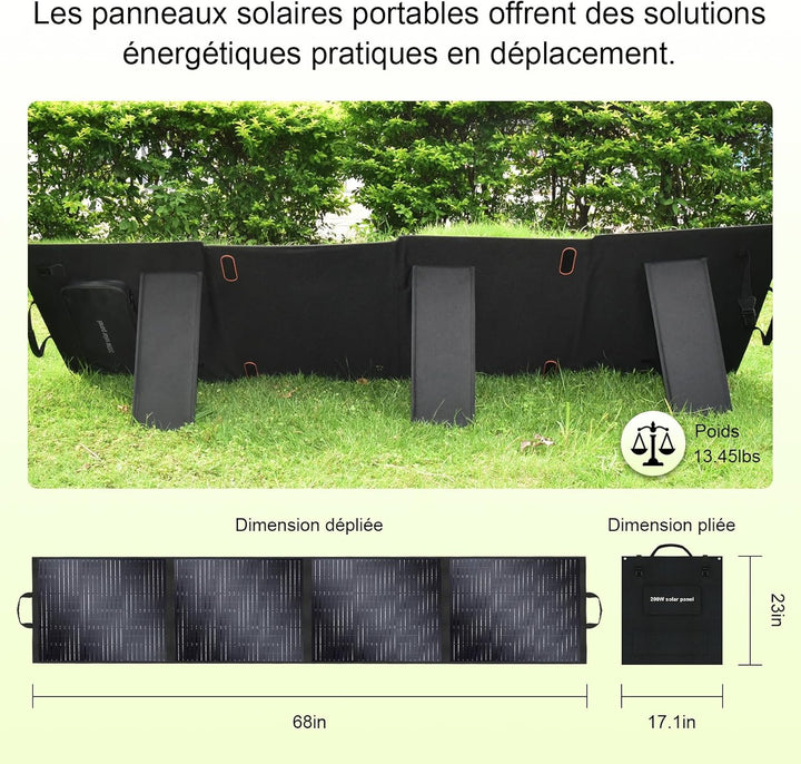 Solarplay 200w Solarpanel, Faltbar Solarmodul Geeignet für tragbare Kraftwerke, Solargeneratoren, Ca