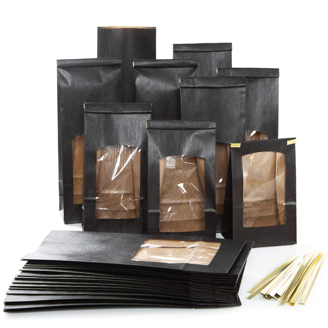 Logbuch-Verlag 50 Kekstüten schwarz innen foliert Keksbeutel schwarz Lebensmittel Plätzchen Gebäck K