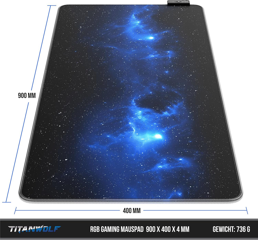 CSL-Computer – XXL RGB Gaming Mauspad – LED Schreibtischunterlage – 900 x 400 mm Übergrösse – XXL Ma