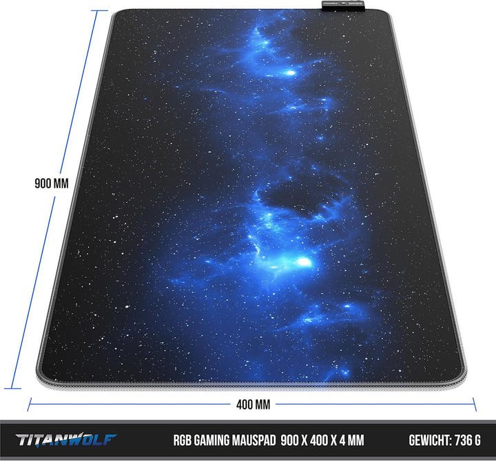 CSL-Computer – XXL RGB Gaming Mauspad – LED Schreibtischunterlage – 900 x 400 mm Übergrösse – XXL Ma