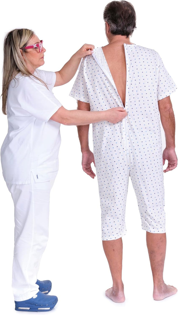 Inkontinenz-Pyjama mit Reissverschluss am Rücken - 9012/5 - Für ältere Menschen, Alzheimer oder Alte