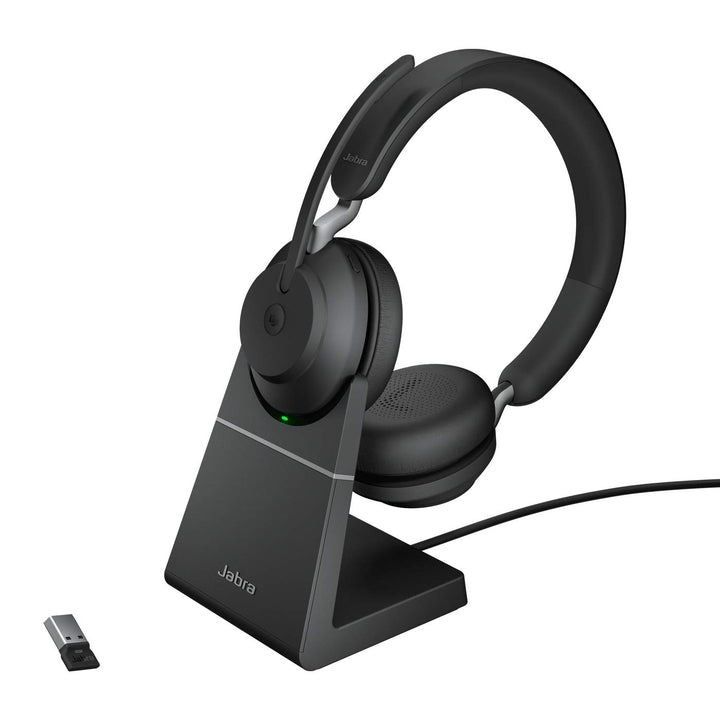 Jabra Evolve2 65 Wireless PC Headset with Charging Stand – Noise Cancelling Microsoft Teams Certifie
