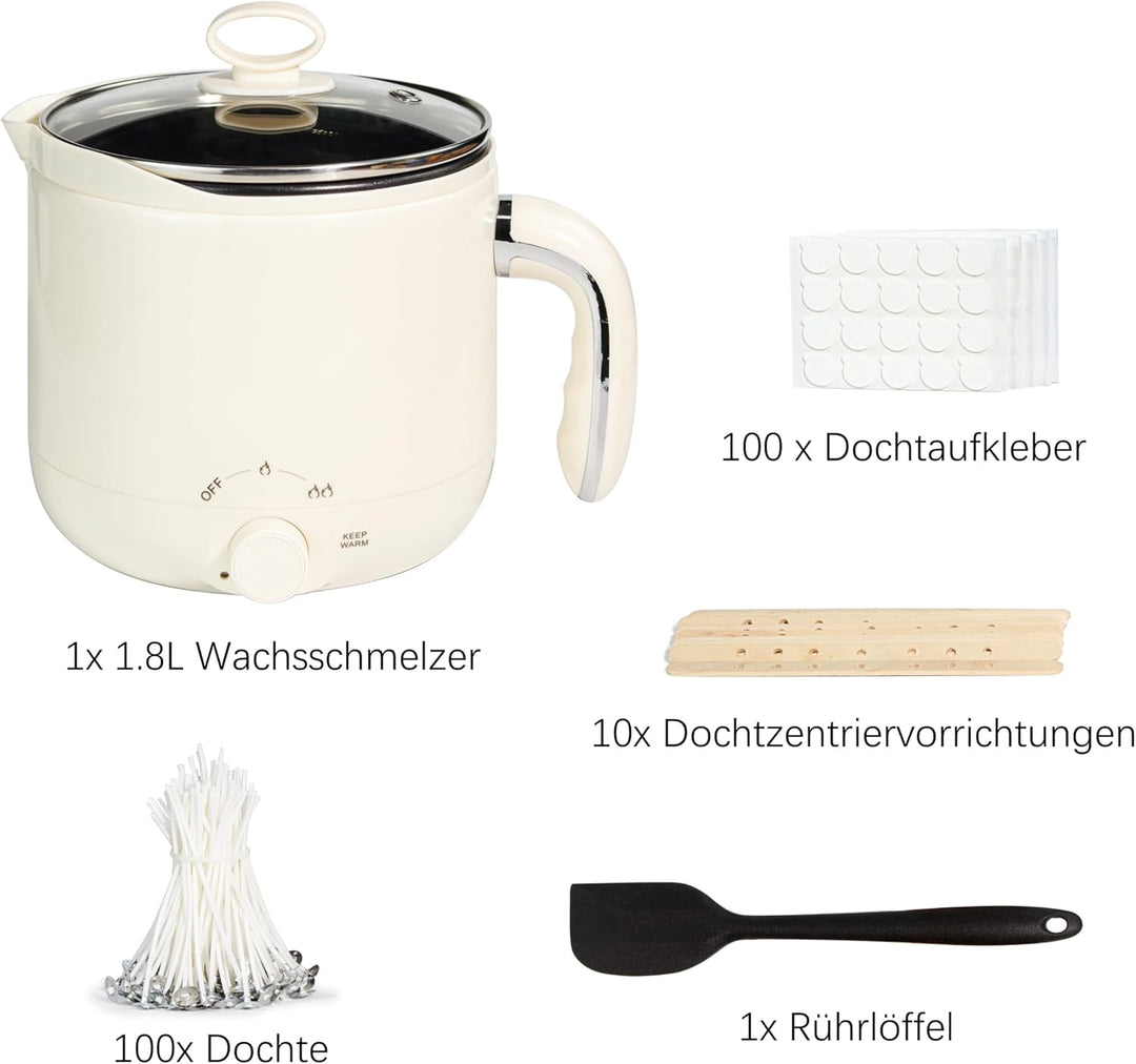 JULWHISPER Wachsschmelzer für die Kerzenherstellung 1,8L/60oz Wachsschmelzer mit Ausgiessvorrichtung