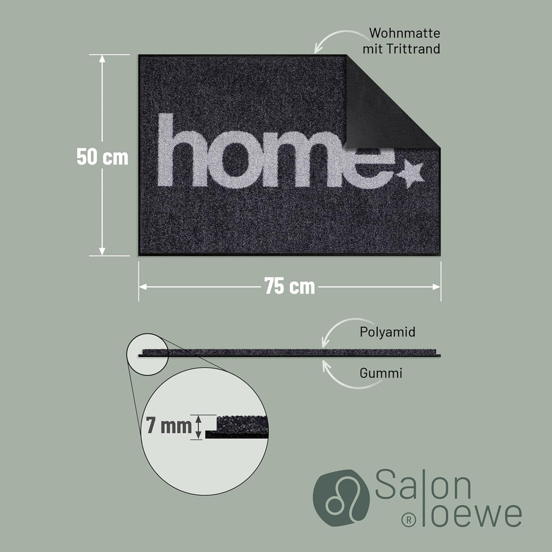 Salonloewe Fussmatte waschbar Welcome Home Home Star 50x75 cm Eingangs-Matte Fussabtreter Willkommen