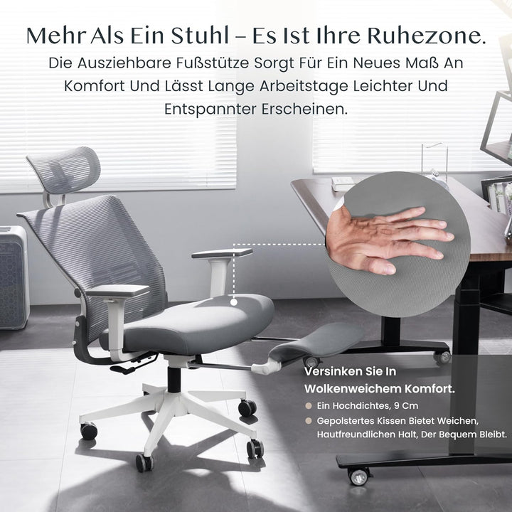 FLEXISPOT Ergonomischer Bürostuhl, Foldex, klappbarer Bürostuhl für Kleine Räume mit Lendenwirbelstü