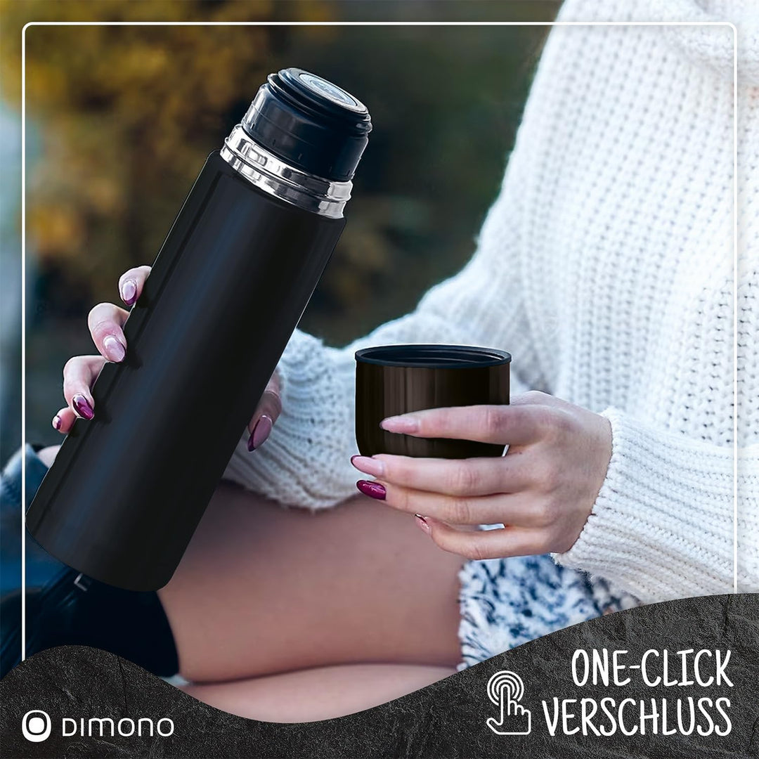 Edelstahl Thermosflasche mit Becher & Bürste; Thermoskanne Doppelwandige Isolierkanne; Auslaufsicher