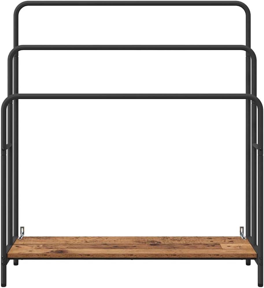 Hothingwell Kleiderständer mit Ablage Antikholz 90 x 30 x 100,5 cm | Robuster Stahlrahmen, schwarze