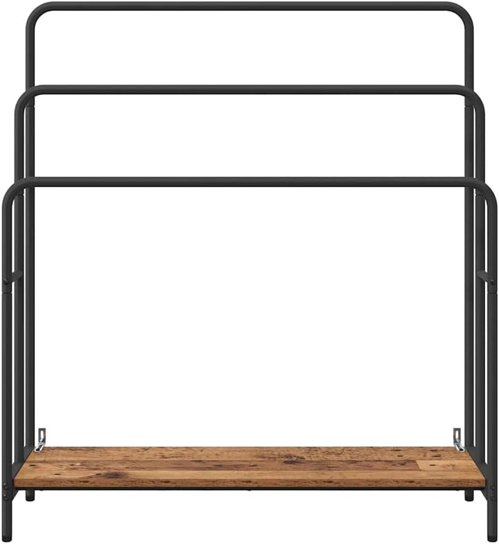 Hothingwell Kleiderständer mit Ablage Antikholz 90 x 30 x 100,5 cm | Robuster Stahlrahmen, schwarze