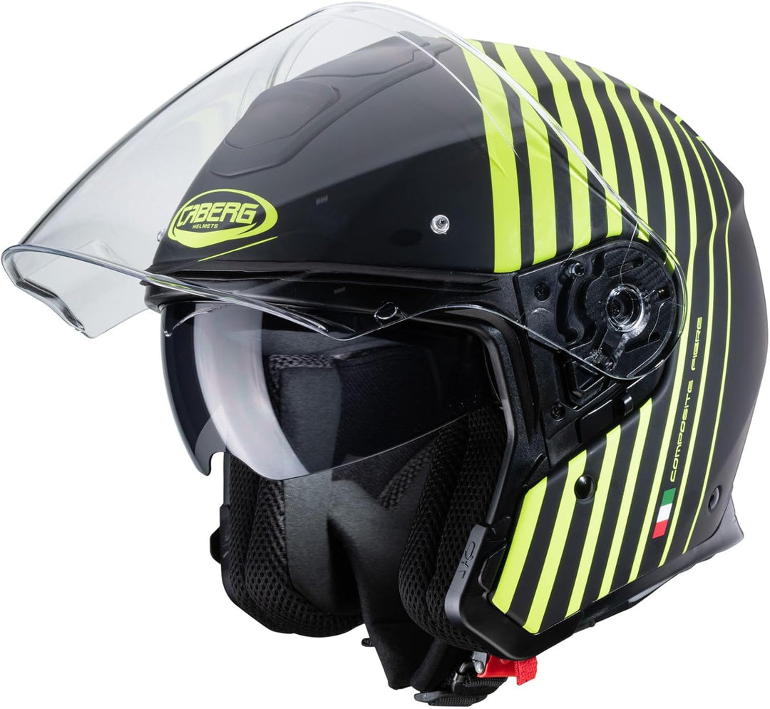 Caberg Unisex FLYON BAKARI Motorradhelm, Mattschwarz/leuchtendes Gelb, M