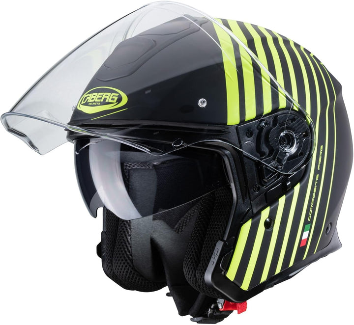 Caberg Unisex FLYON BAKARI Motorradhelm, Mattschwarz/leuchtendes Gelb, M