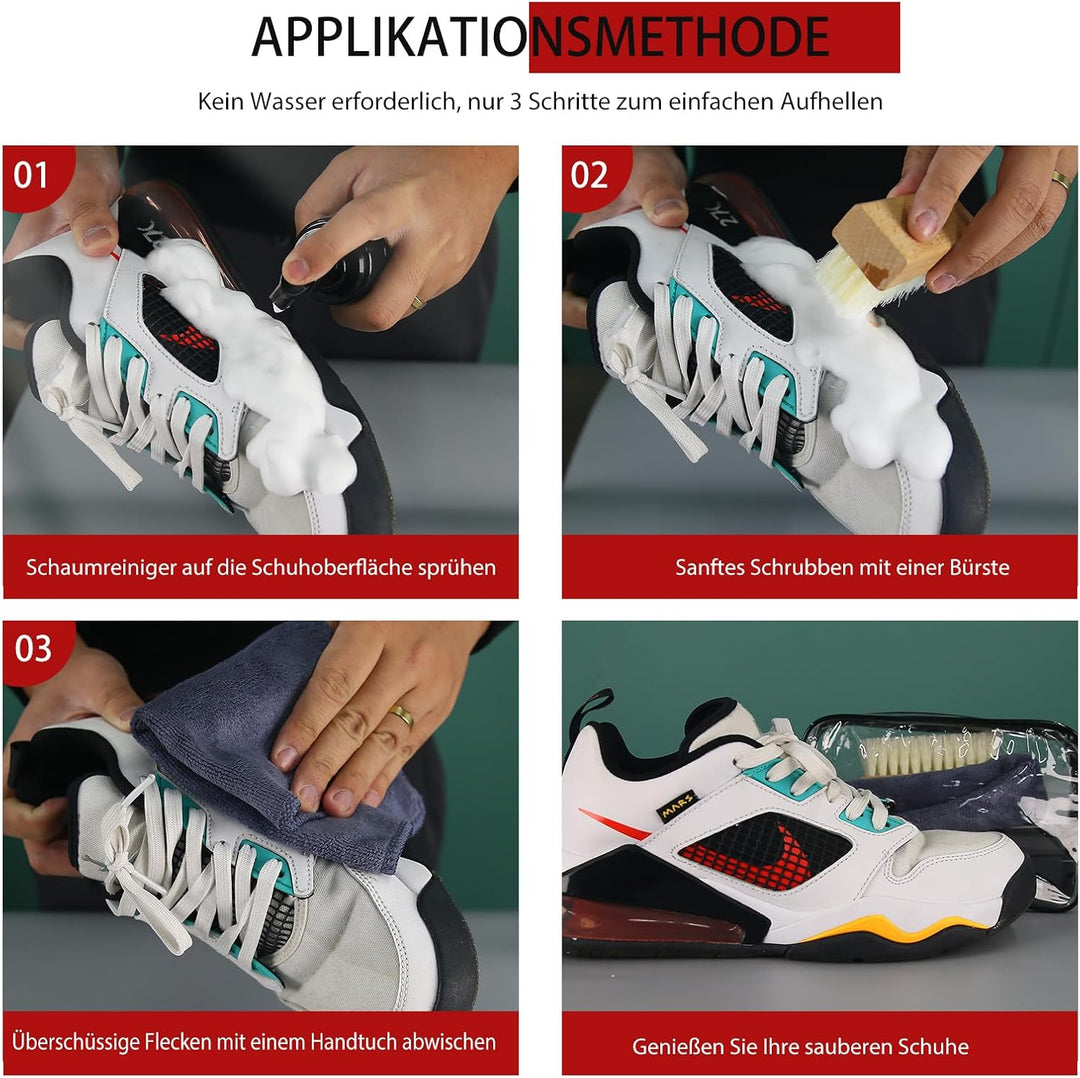 IKI Sneaker Reiniger Set – Schuhputzsets mit Sneaker Cleaner Bürste und Handtuch – Foam Schuhreinige