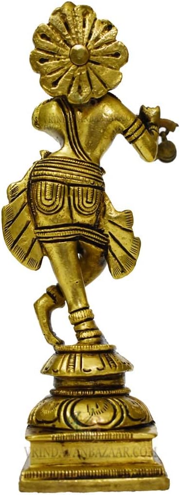 VRINDAVANBAZAAR.COM Murali Krishna Statue Idol, Messing, Höhe 15,2 cm