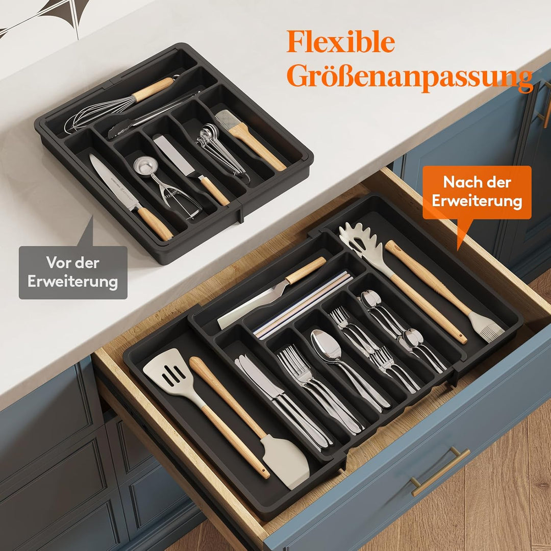 Lifewit Besteckkasten für Schubladen, erweiterbarer Besteckeinsatz für Küchenschubladen, Verstellbar