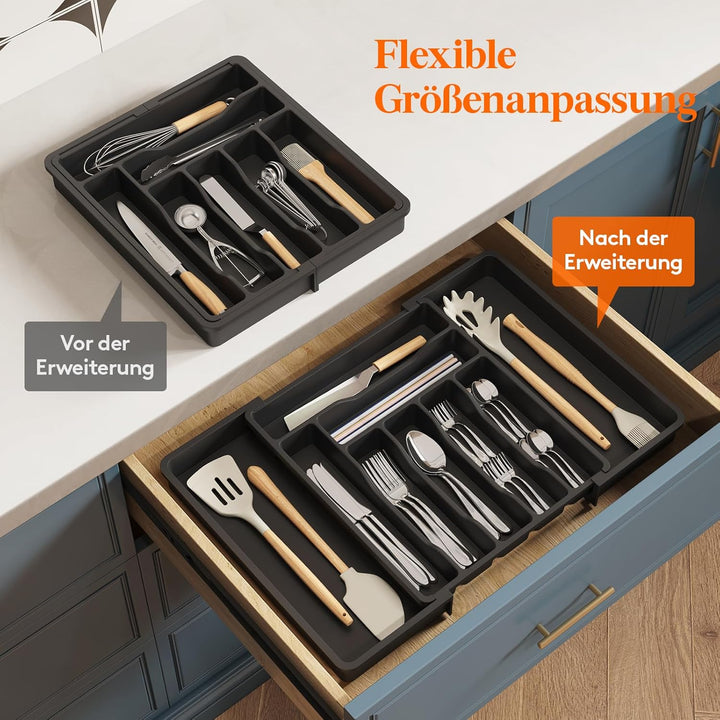Lifewit Besteckkasten für Schubladen, erweiterbarer Besteckeinsatz für Küchenschubladen, Verstellbar