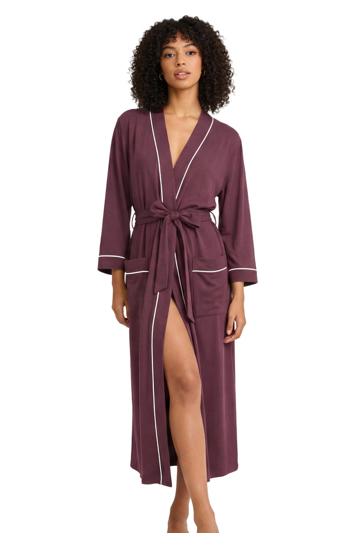 HEARTNICE Morgenmantel Damen 100% Baumwolle, Bademantel leicht Kimono Saunamantel Hausmantel lang XL