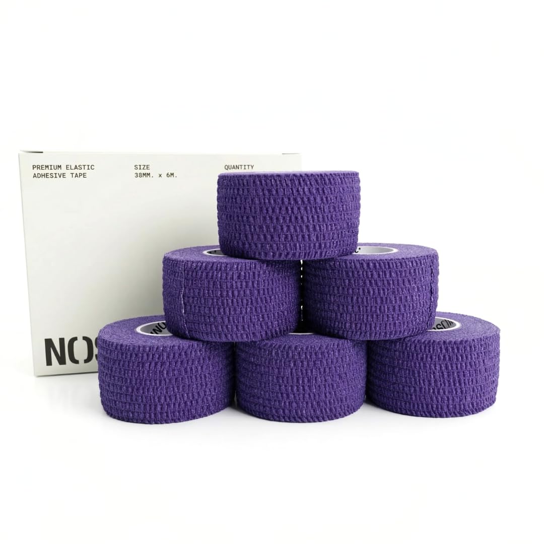 6 Stück Crossfit Tape Premium Elastisch selbstklebend 38 mm x 6 m Sportband Gewichtheben Grip voilet