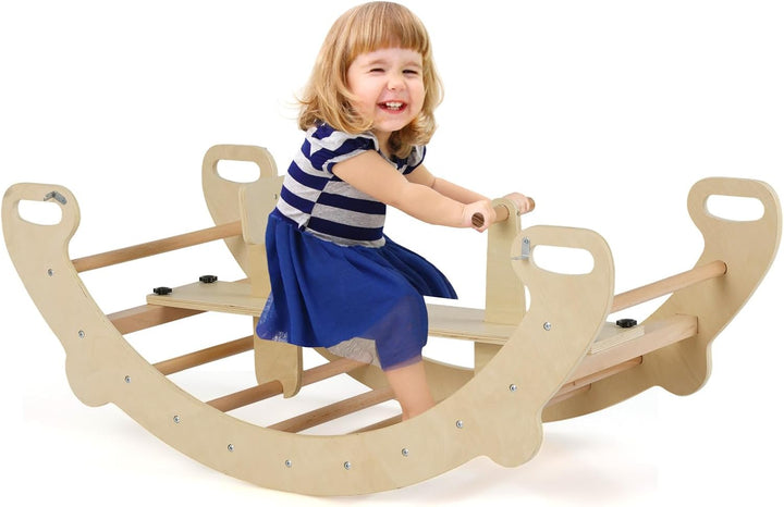 COSTWAY Kletterbogen, mit abnehmbarem Sitz, 4 in 1 Klettergerüst Indoor zum Wippen, Schaukeln, Klett