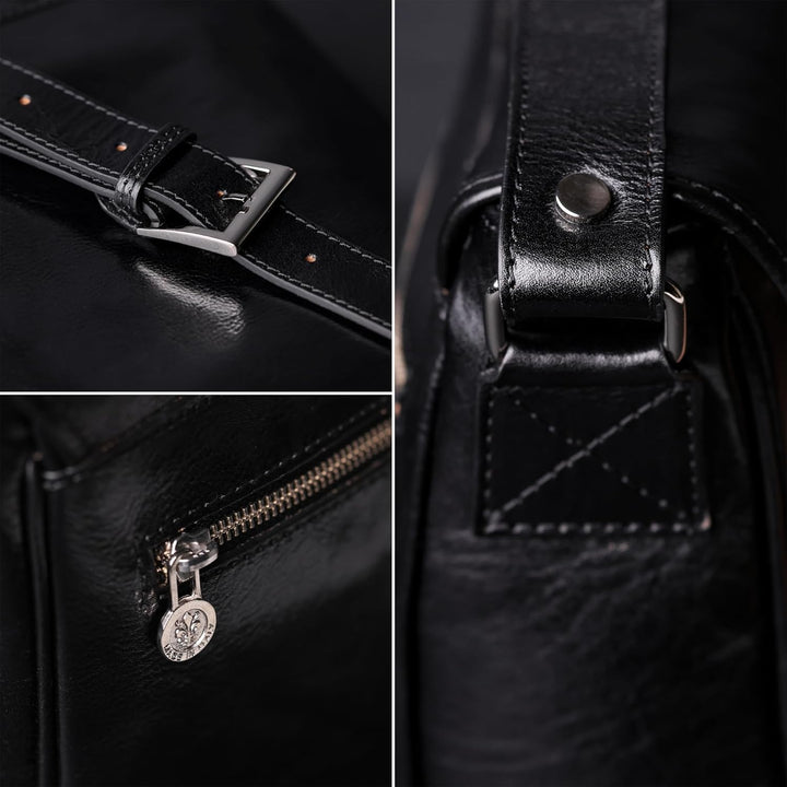 Time Resistance Leder Umhängetasche Herren - Messenger Bags - Arbeitstasche Herren - Elegante Aktent