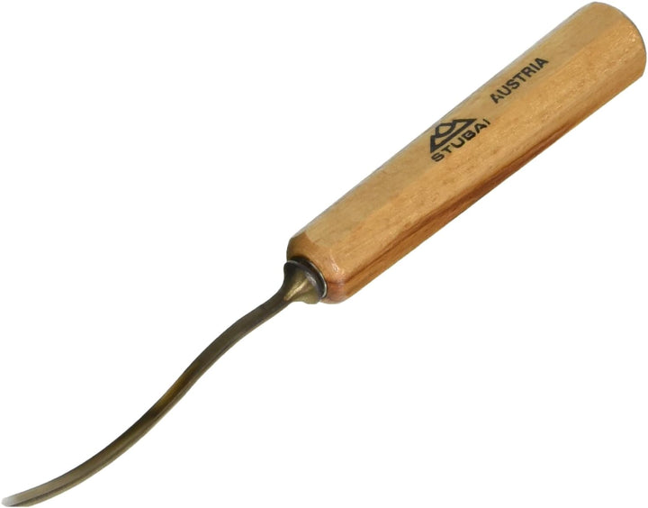 STUBAI Stemmeisen Stechbeitel Serie 52 - Form 12 | Gebogenes Flacheisen 2 mm, mit Holzgriff, zum Vor