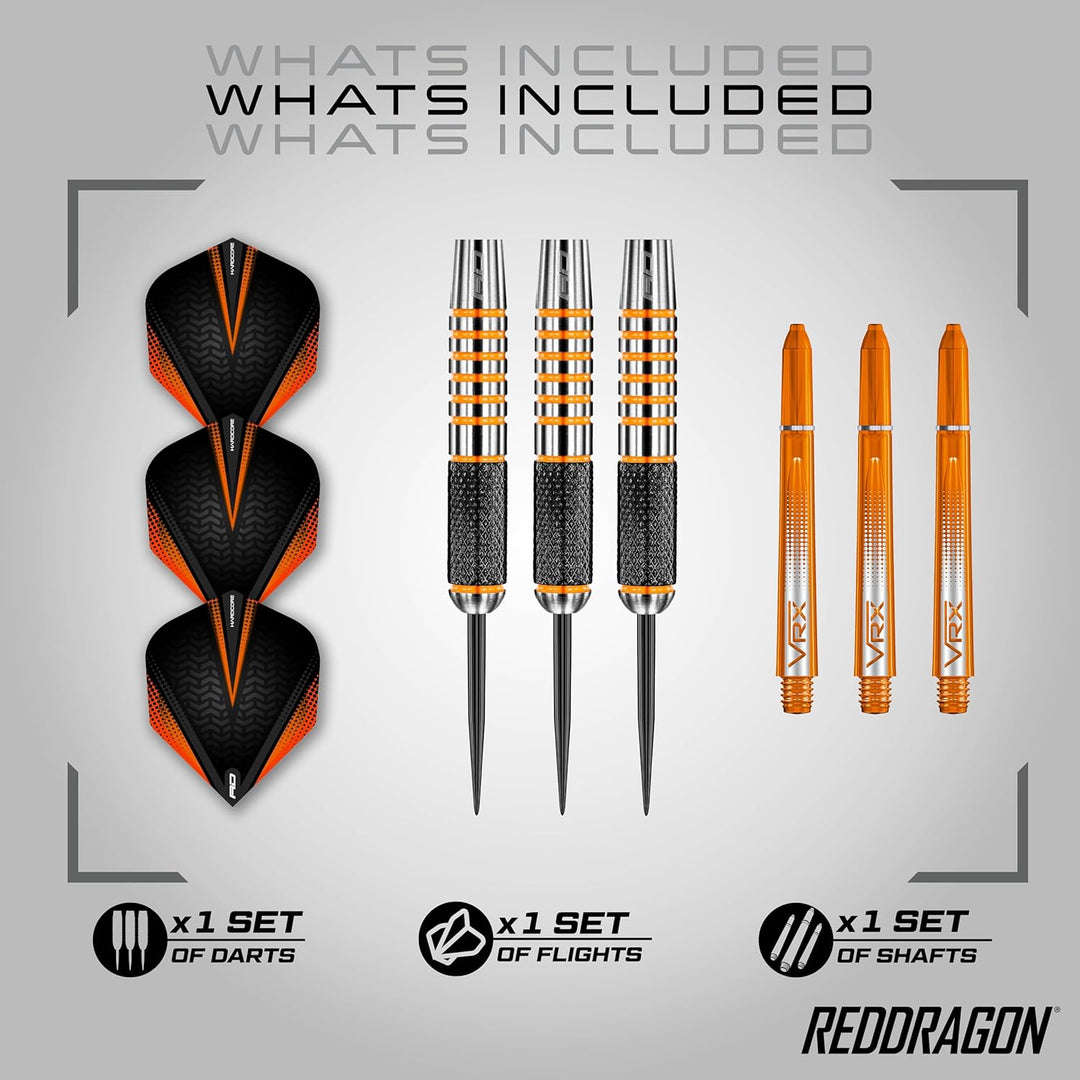 RED DRAGON Amberjack Series Steel Profi Dartpfeile Steeldarts Set mit Flights und Schäfte 28.0 Gramm