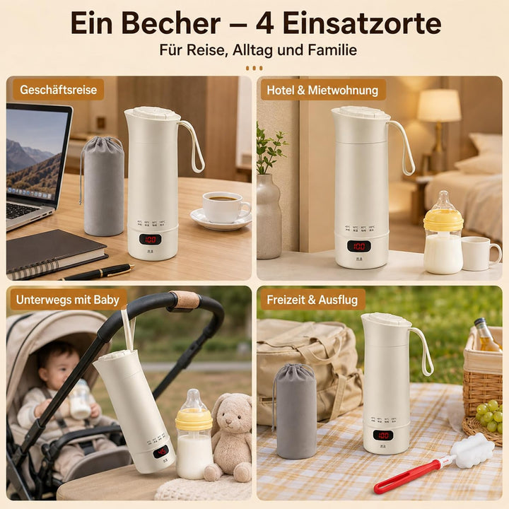 ZYNERY Reisewasserkocher Klein 400ml, Mini Wasserkocher Touch, Edelstahl
