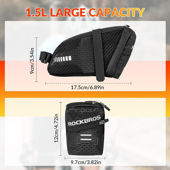ROCKBROS Fahrrad Satteltasche Fahrradsitz Tasche für MTB Rennrad Faltrad ca.1,5L