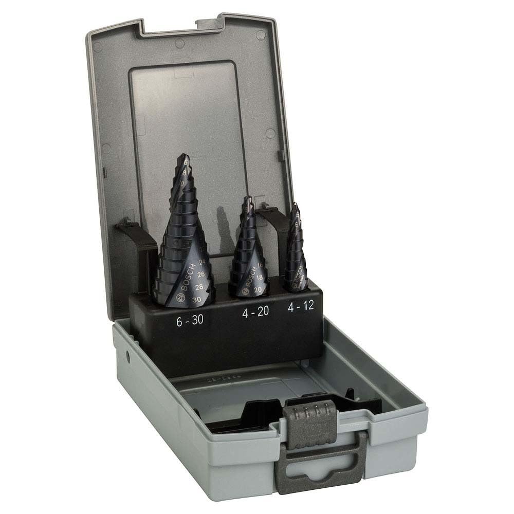 Bosch Professional3tlg. Stufenbohrer-Set HSS-AlTiN mit 3-Flächen-Schaft